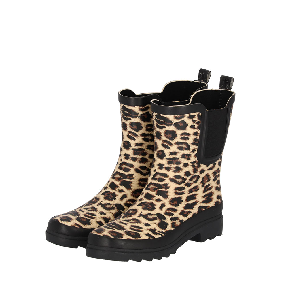 XQ Dames Regenlaarzen Rubber Printed Chelsea Panter Print-37