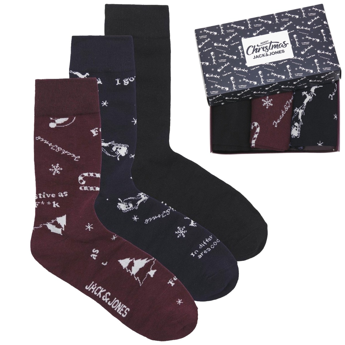 JACK&JONES ADDITIONALS JACSNOWFLAKE SOCKS GIFTBOX Heren Sokken - Maat ONE SIZE