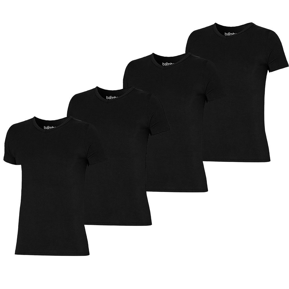 Apollo T-shirt Heren Bamboo Basic V-neck Zwart 4-pack-L