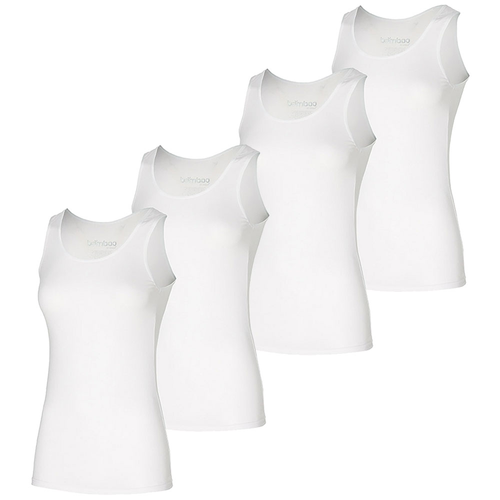 Apollo Singlet Dames Bamboo Wit 4-pack-L