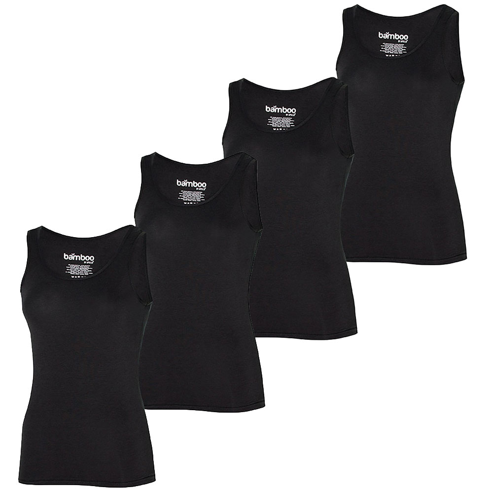 Apollo Singlet Dames Bamboo Zwart 4-pack-XL