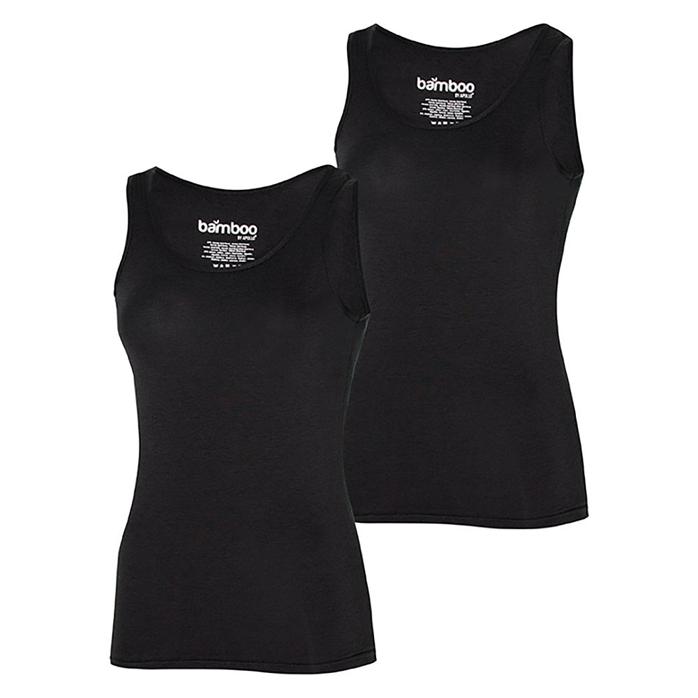 Apollo Singlet Dames Bamboo Zwart 2-pack-L