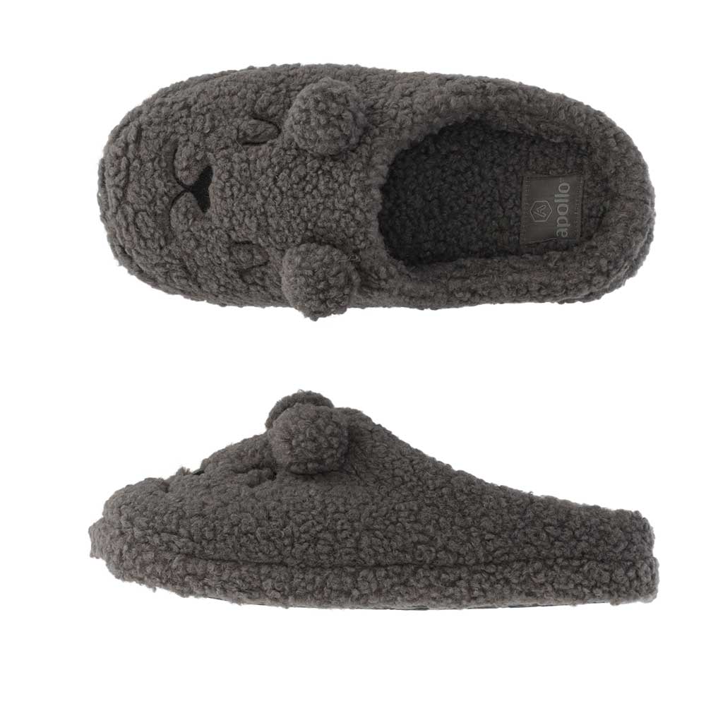 Apollo Pantoffels Dames Teddy Bear Antraciet-37/38