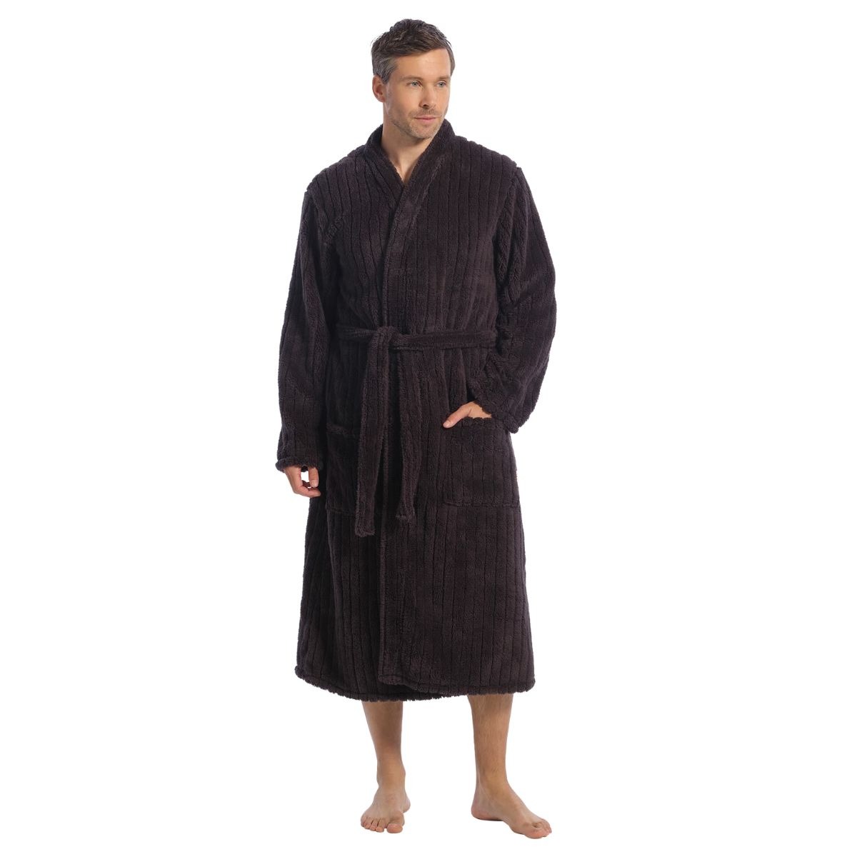 Ten Cate Badjas Heren Stripe Antraciet-M