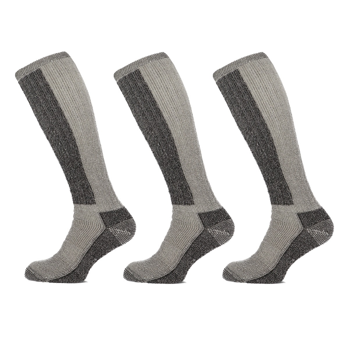 Basset Thermosokken Kniehoogte Merinowol 3-pack Off White Black-47/50
