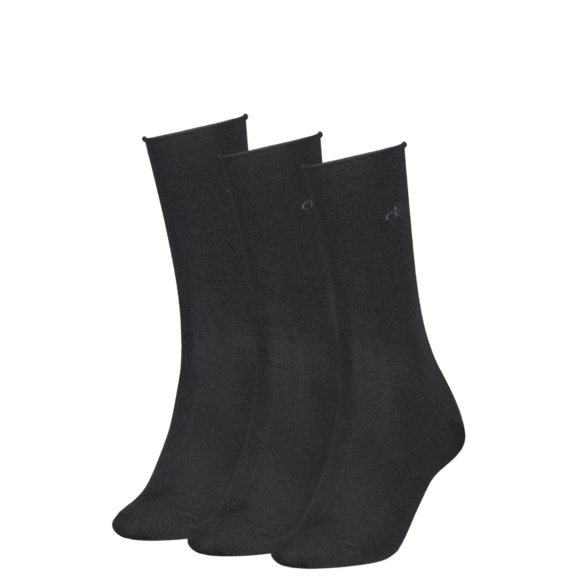 Calvin Klein Sokken Dames Roll Top 3-pack Zwart-35/38
