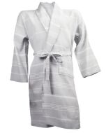 The One Towelling hamam badjas lightgrey/white
