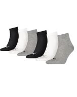 Puma Quarter Sokken Plain 6-pack Zwart / Wit / Grijs