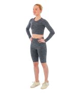 Xtreme Sportswear Dames Sportset - Korte Sportlegging + Sport Croptop - Antraciet Melange