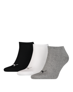 Puma sokken invisible 3-pack grijs-wit-zwart