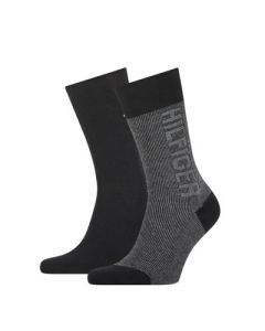 Tommy Hilfiger Sokken Seasonal Rib Logo Black 2-Pack