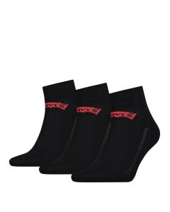 Levi's Mid Cut Batwing Logo Jet Black 3-Pack