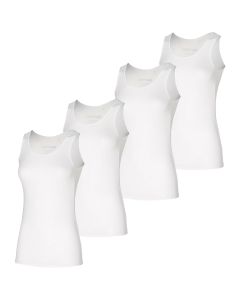 Apollo Dames Bamboe Hemdje Singlet Basic Bamboo 4-pack Wit
