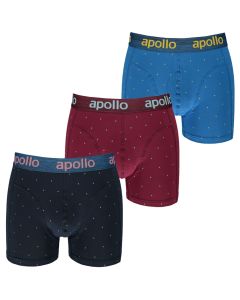 Apollo Boxershorts Heren Blue / Burgundy Dots 3-pack