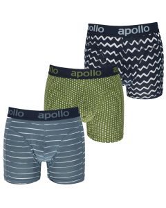 Apollo Boxershorts Heren Blue / Green Print 3-pack