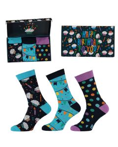 Apollo Sokken Giftbox Verjaardag Heren Balloons & Dots met gratis wenskaart