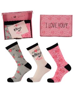 Apollo Valentijn Cadeau Sokken Giftbox Always In Love Dames met gratis wenskaart