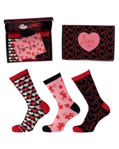 Apollo Valentijn Cadeau Sokken Giftbox Cupid Hearts Dames met gratis wenskaart