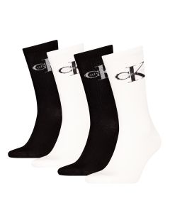 Calvin Klein Sokken Giftbox Heren Monologo 4-pack Wit/Zwart