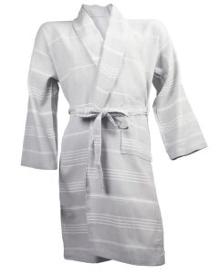 The One Towelling hamam badjas lightgrey/white
