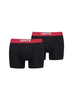 Levi's Boxershorts Solid Basic Organic Cotton 2-pack Black / Red