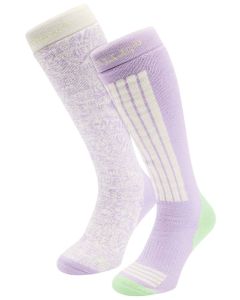 Poederbaas Skisokken Dames 2-pack White Multi