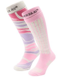 Poederbaas Skisokken Dames 2-pack Powder Rose