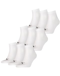 Puma Quarter Sokken Plain Wit 9-pack