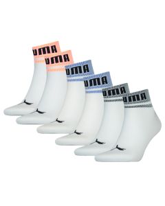 Puma Quarter Sokken New Heritage 6-pack Wit / Oranje / Blauw / Zwart