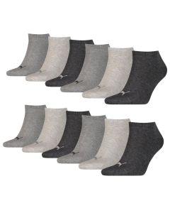 Puma Sneakersokken Plain 12-pack Antraciet Melange