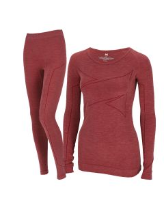 Xtreme Thermoset Dames Merino Wol - Thermoshirt + Thermolegging - Red Melange