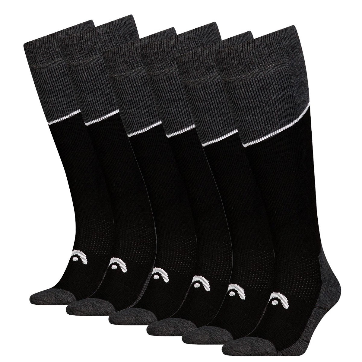 HEAD Skisokken Kneehigh 6-pack Black / Grey Melange-47/49