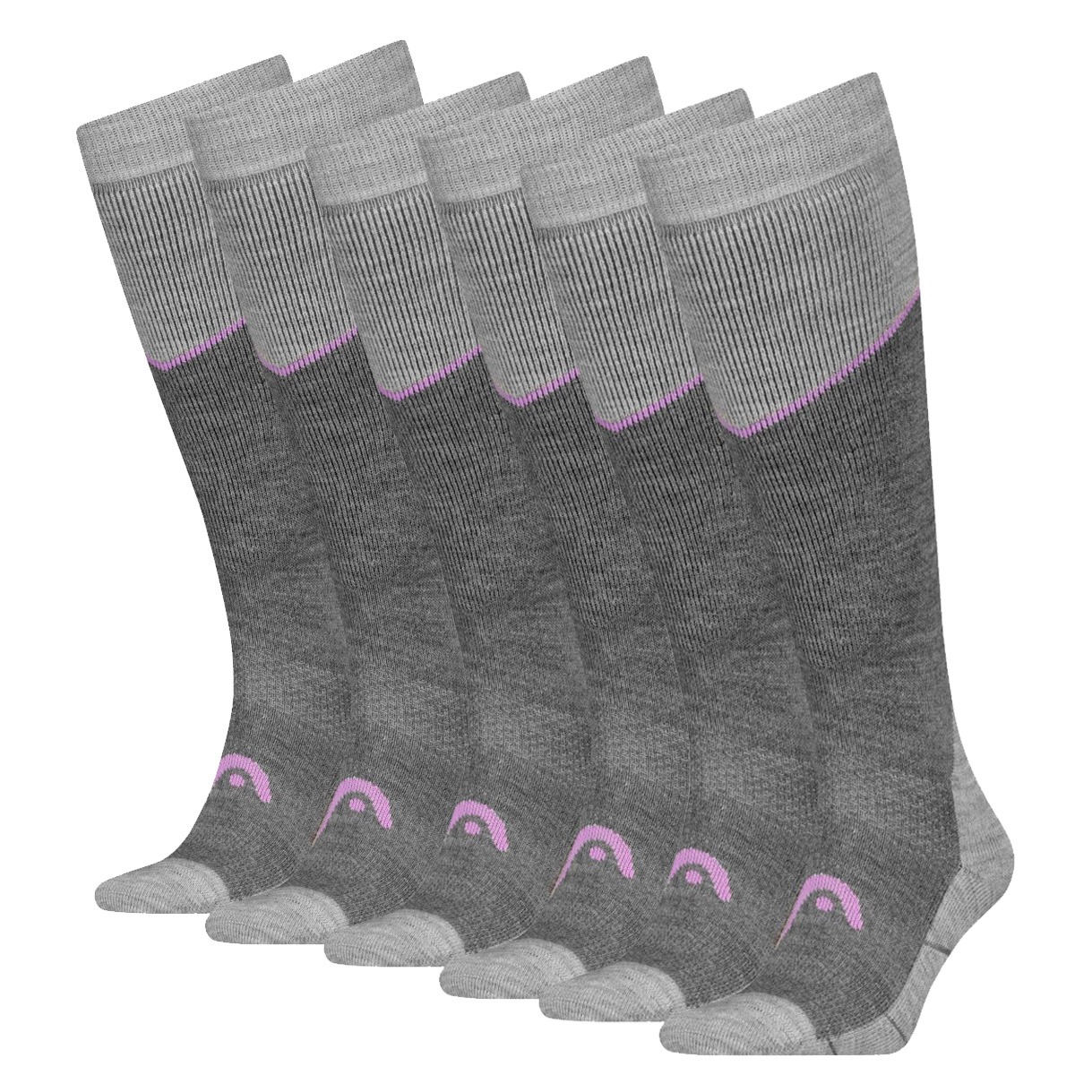 HEAD Skisokken Kneehigh 6-pack Light Grey Melange / Lilac-31/34