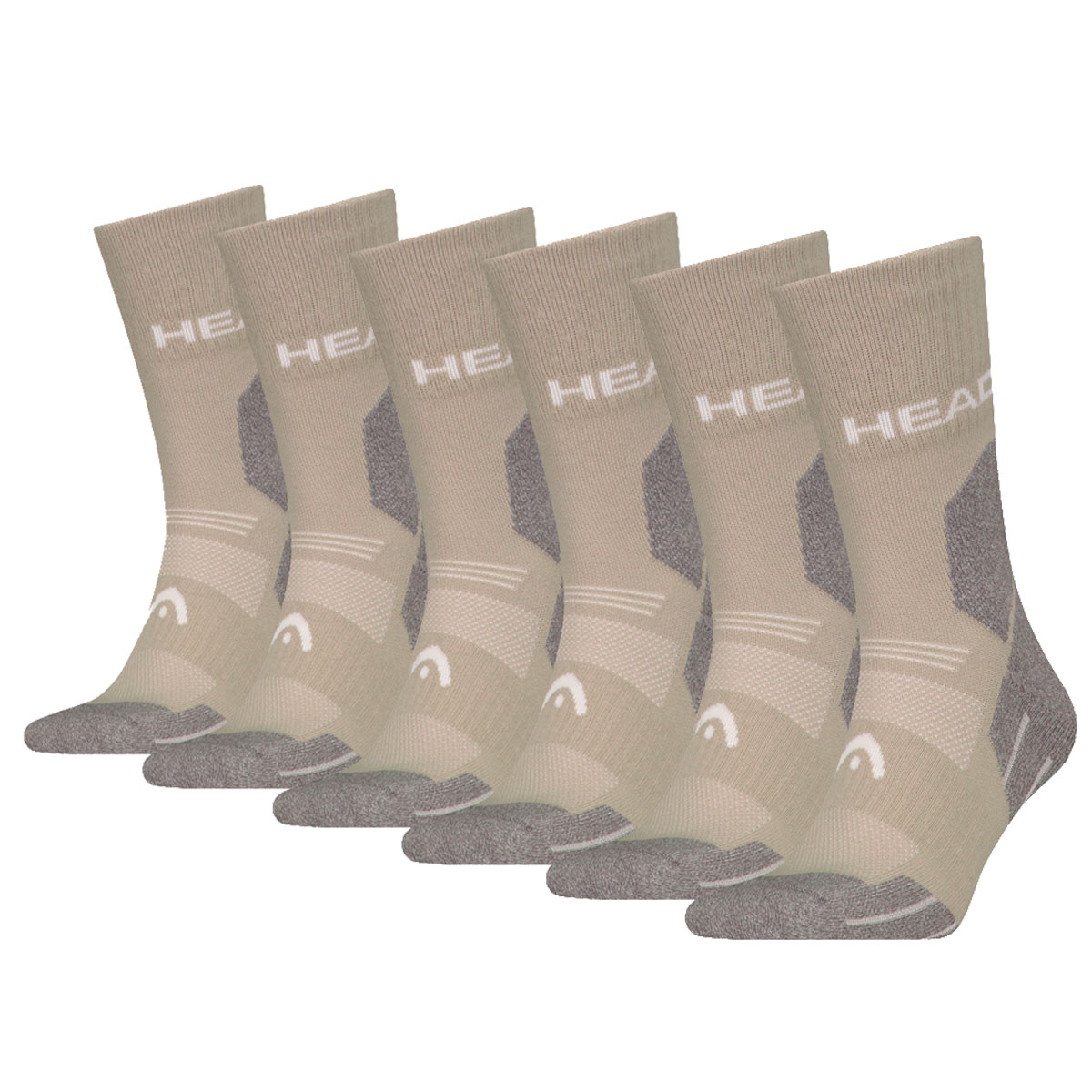 HEAD Wandelsokken All Climates Hiking Crew 6-pack Taupe-43/46