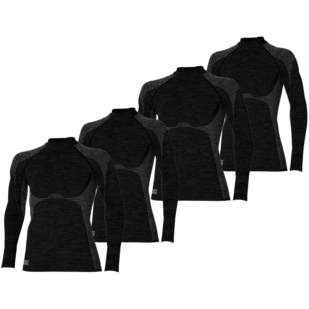 Heatkeeper Thermoshirt Lange Mouw Heren Premium 4-pack Zwart Melange-XL