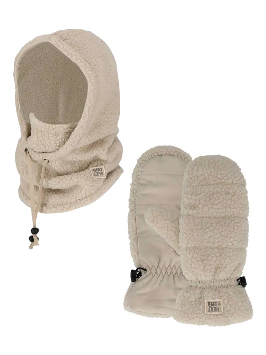 Heatkeeper Dames Winter Set - Balaclava + Wanten - Teddy - Off White