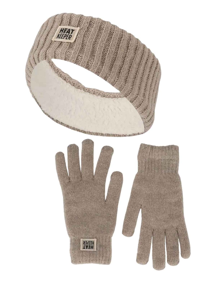 Heatkeeper Dames Winter Set - Hoofband + Handschoenen - Beige