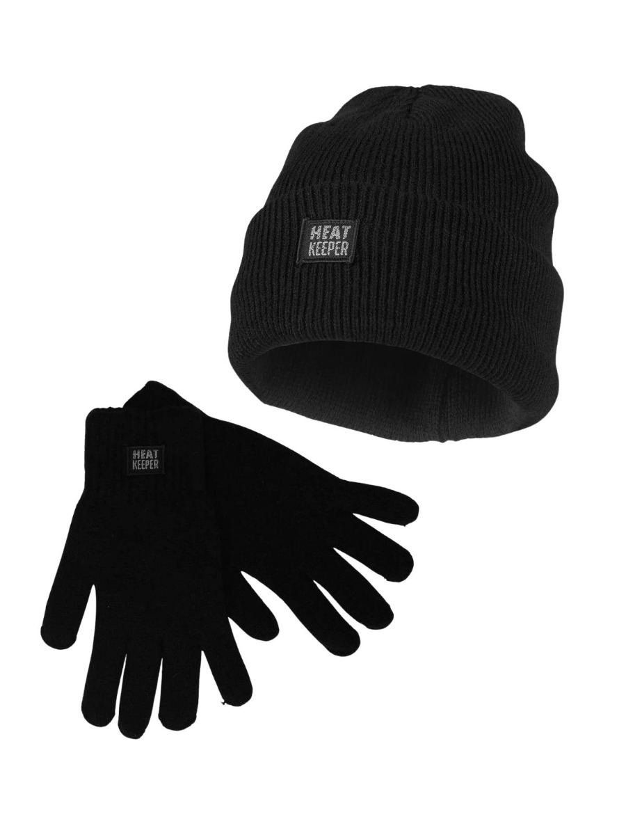 Heatkeeper Heren Winter Set - Muts + Handschoenen - Zwart-S/M