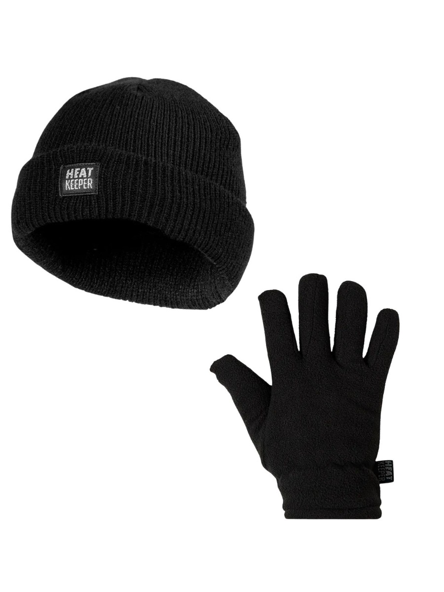 Heatkeeper Kinder Winter Set - Muts + Handschoenen - Zwart-5-8 jaar