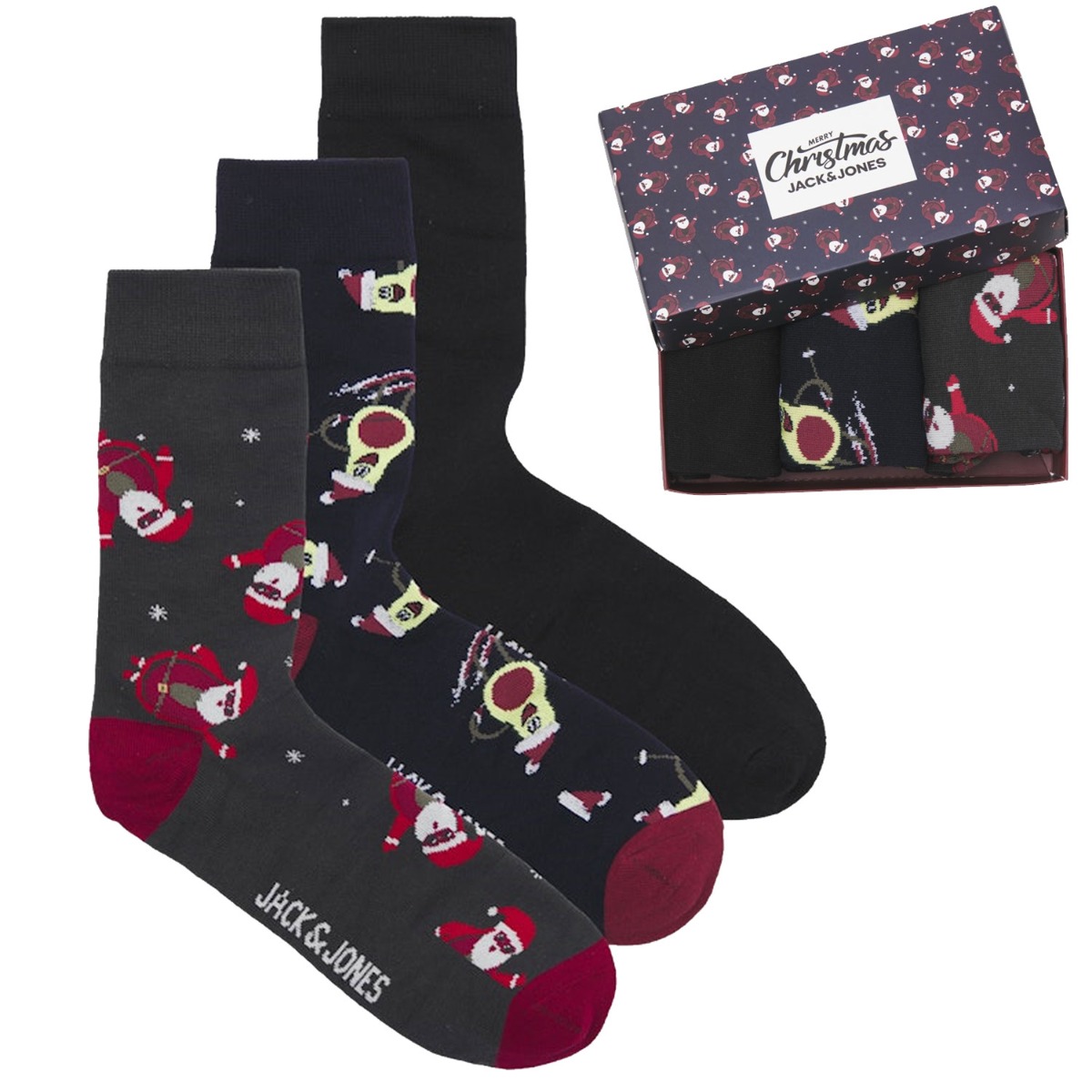 Jack & Jones Kerst Sokken Giftbox 3-pack JACMERRY X-MAS-one size