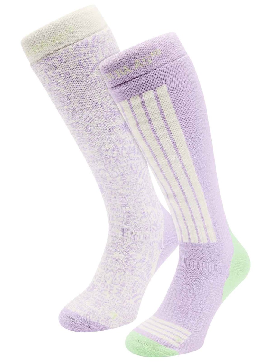 Poederbaas Skisokken Dames 2-pack White Multi-39/42