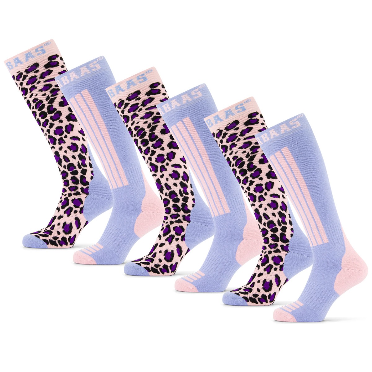 Poederbaas Skisokken 6-pack Panther Pink-31/34