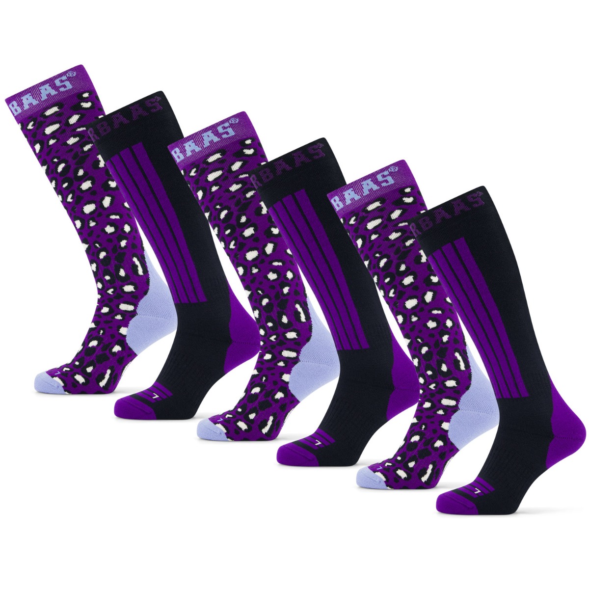 Poederbaas Skisokken 6-pack Panther Purple-31/34