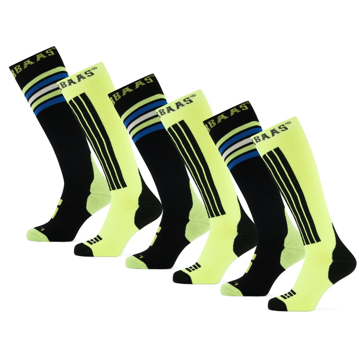 Poederbaas Skisokken 6-pack Striped Black-39/42