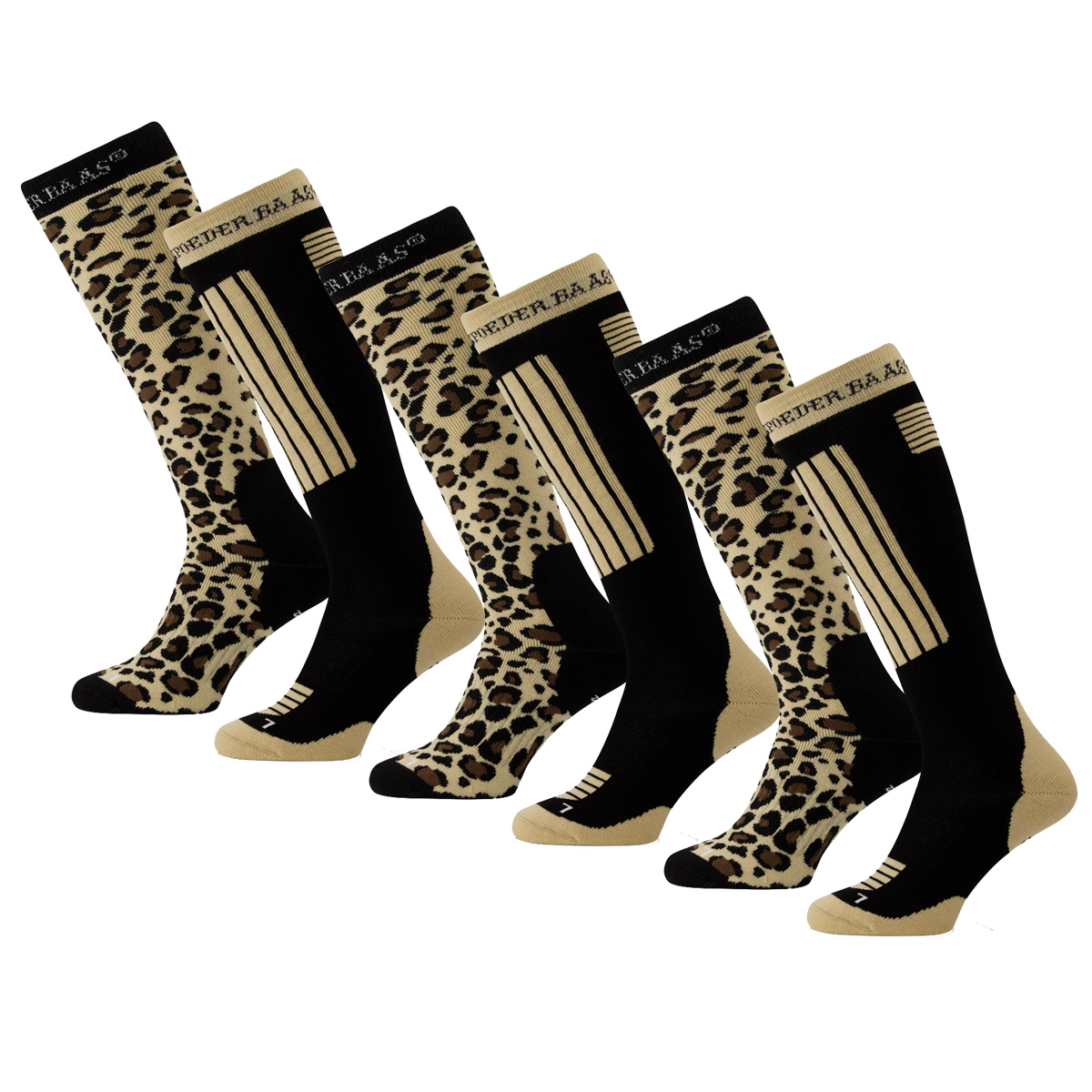 Poederbaas Skisokken 6-pack Panther Brown-35/38