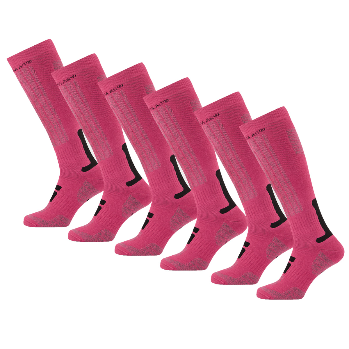 Poederbaas Skisokken 6-pack Pink-35/38