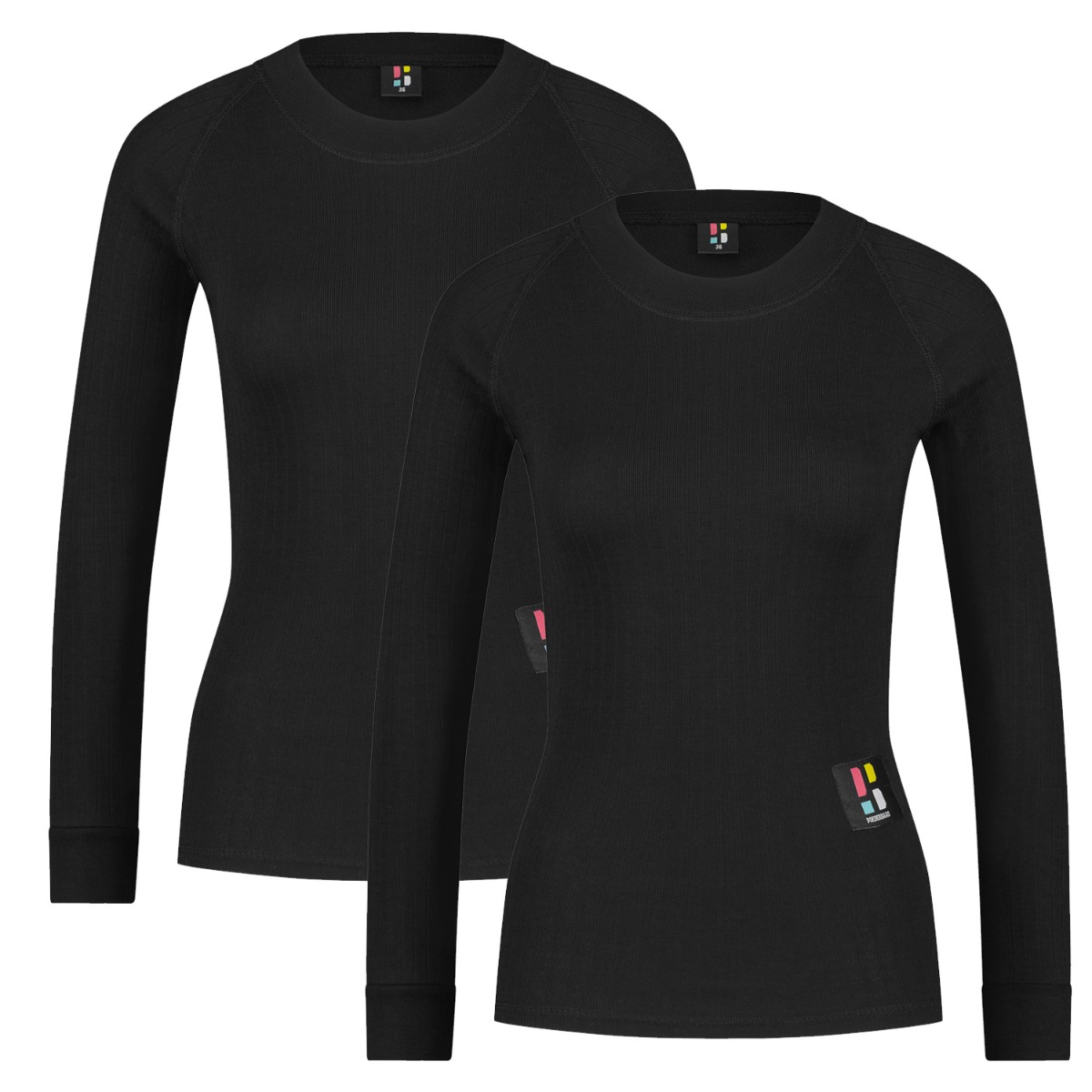 Poederbaas Thermoshirt Dames 2-pack Pro Zwart-M