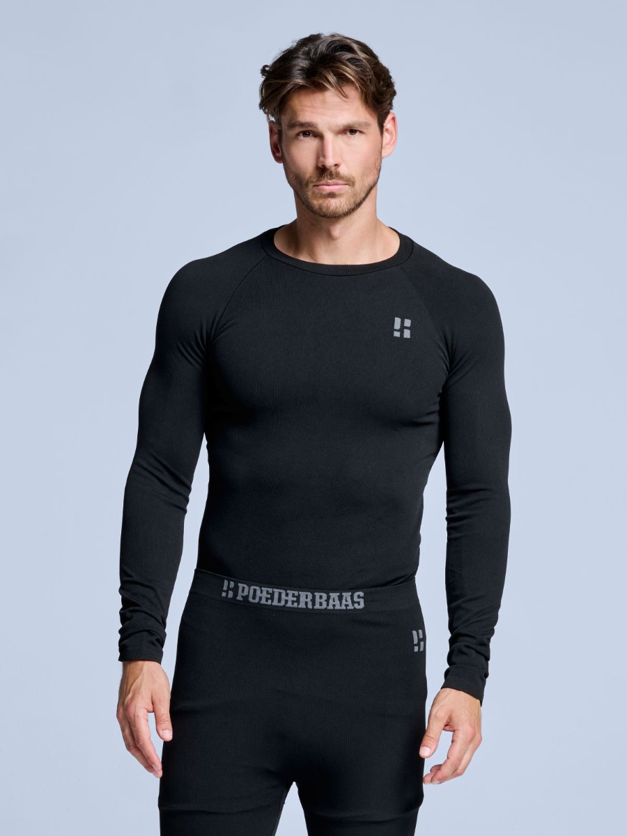 Poederbaas Thermoshirt Heren Zwart L
