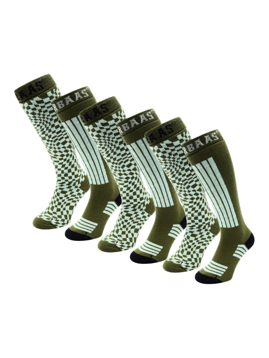 Poederbaas Skisokken 6-pack Olive Green-35/38