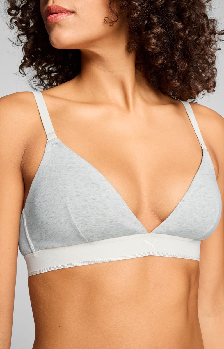 Puma Dames Sport Triangel Bralette 3D Knit Light Grey Melange-L